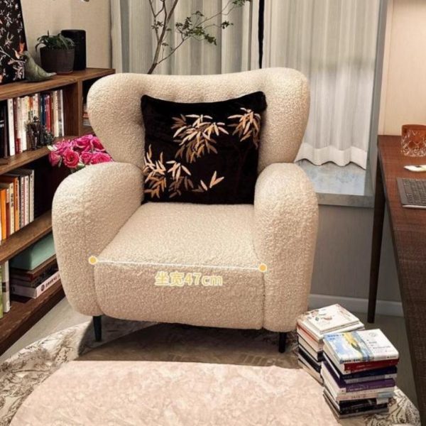 Ghế Sofa Bành Lông Cừu Trắng Dùng Trong Phòng Khách Đọc Sách, Thư Giãn