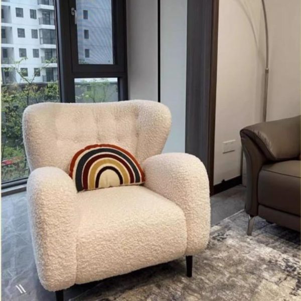 Ghế Sofa Bành Lông Cừu Trắng Dùng Trong Phòng Khách Đọc Sách, Thư Giãn