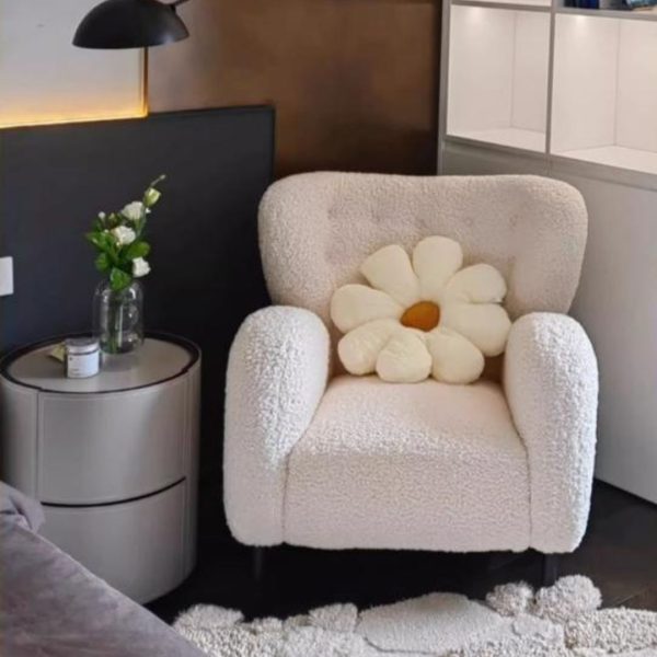 Ghế Sofa Bành Lông Cừu Trắng Dùng Trong Phòng Khách Đọc Sách, Thư Giãn