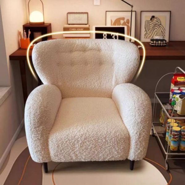 Ghế Sofa Bành Lông Cừu Trắng Dùng Trong Phòng Khách Đọc Sách, Thư Giãn
