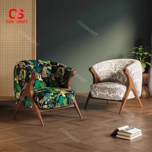 Ghế Sofa Đơn Màu Xanh Nhiệt Đới Lông Cừu Decor Quán Cafe Phong Cách Tropical
