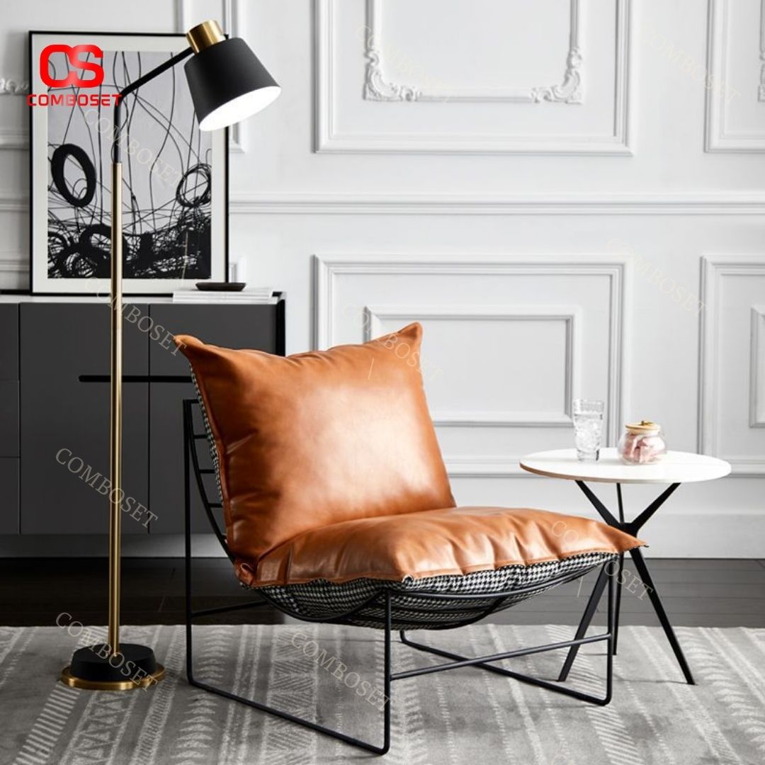 Ghế thư giãn đệm da khung sắt hiện đại phù hợp với nhiều phong cách nội thất khác nhau
