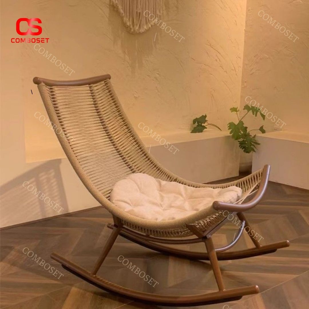 Ghế mây bập bênh mặt trăng Thiết kế phù hợp với phong cách Vintage