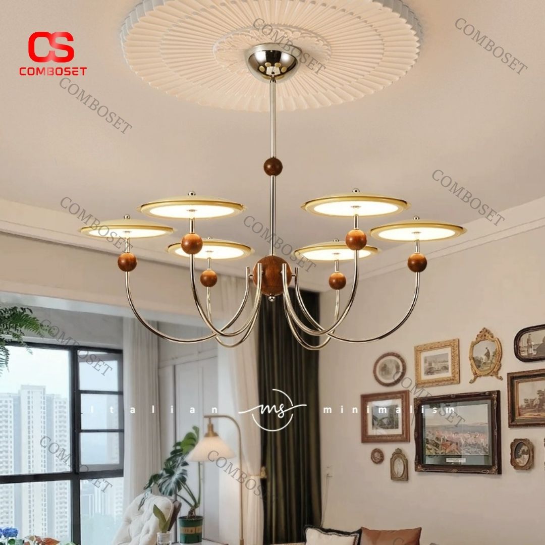 Đèn chùm thả hình đĩa bay với nhiều kích thước: 3 đầu, 5 đầu, 6 đầu