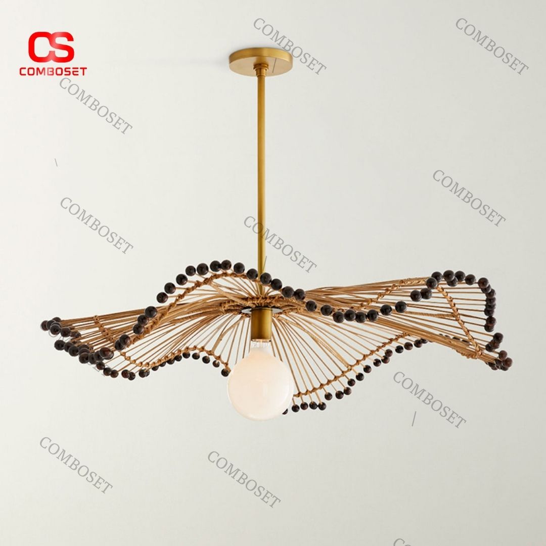 Đèn thả trần cây dù được làm từ chất liệu mây tre đan thân thiện với môi trường