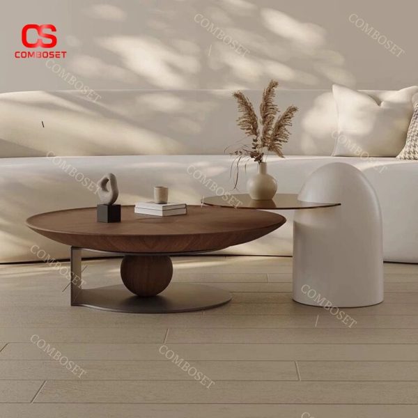 Bộ 2 bàn trà wabi-sabi gỗ óc chó với thiết kế lạ mắt độc đáo