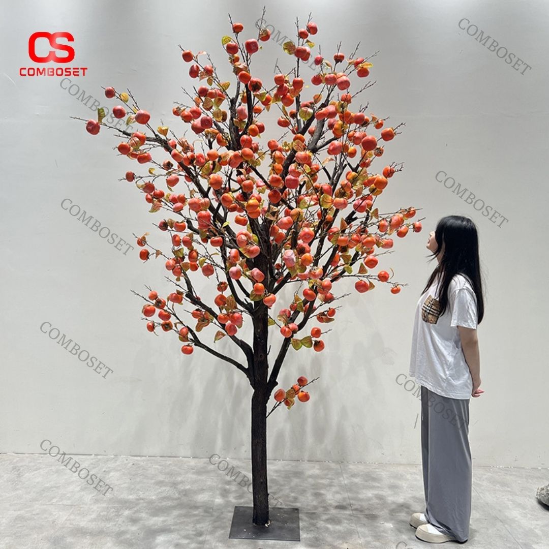 Cây hồng nhân tạo cao cấp 1,2m được thiết kế như 1 cây hồng thật với trái chín xum xuê