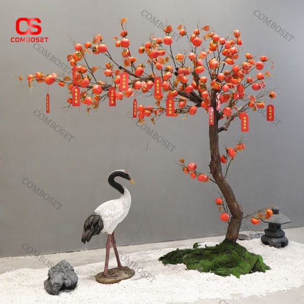 Cây hồng nhân tạo thân bonsai với thân uốn lượn mang đầy tính nghệ thuật