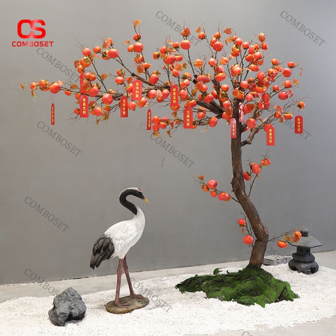 Cây hồng nhân tạo thân bonsai với thân uốn lượn mang đầy tính nghệ thuật
