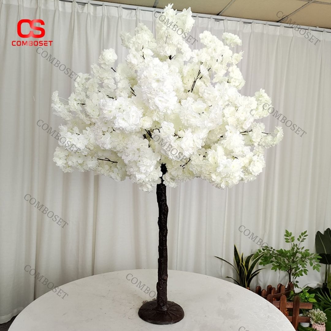 Cây hoa đào nhân tạo thân thẳng với 2 màu: hồng, trắng