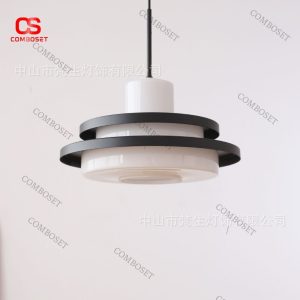 Đèn thả kiểu dáng vòng tròn 2 tầng với 2 màu: đỏ trắng và đen trắng