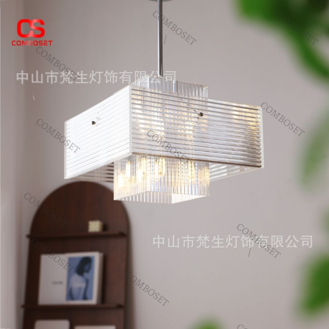 Đèn thả Acrylic hình chữ nhật với phong cách hình học