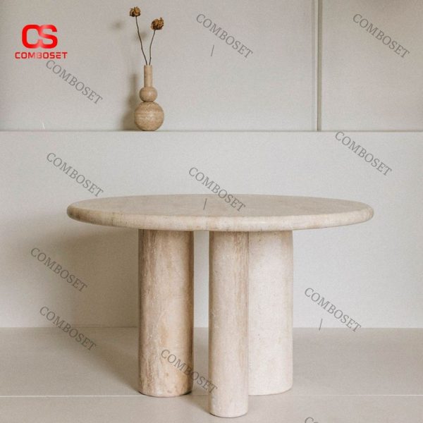 Bàn ăn đá travertine kiểu Bắc Âu ược thiết kế bởi kiến ​​trúc sư người Milan Mario Bellini.