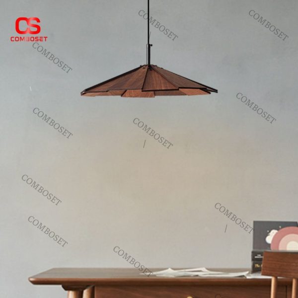 Đèn thả bàn ăn bằng gỗ được thiết kế theo phong cách Wabi-Sabi