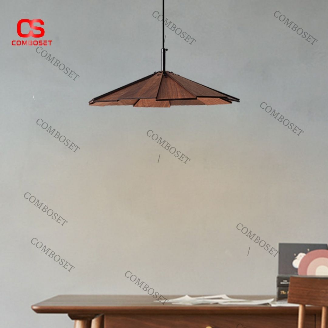 Đèn thả bàn ăn bằng gỗ được thiết kế theo phong cách Wabi-Sabi