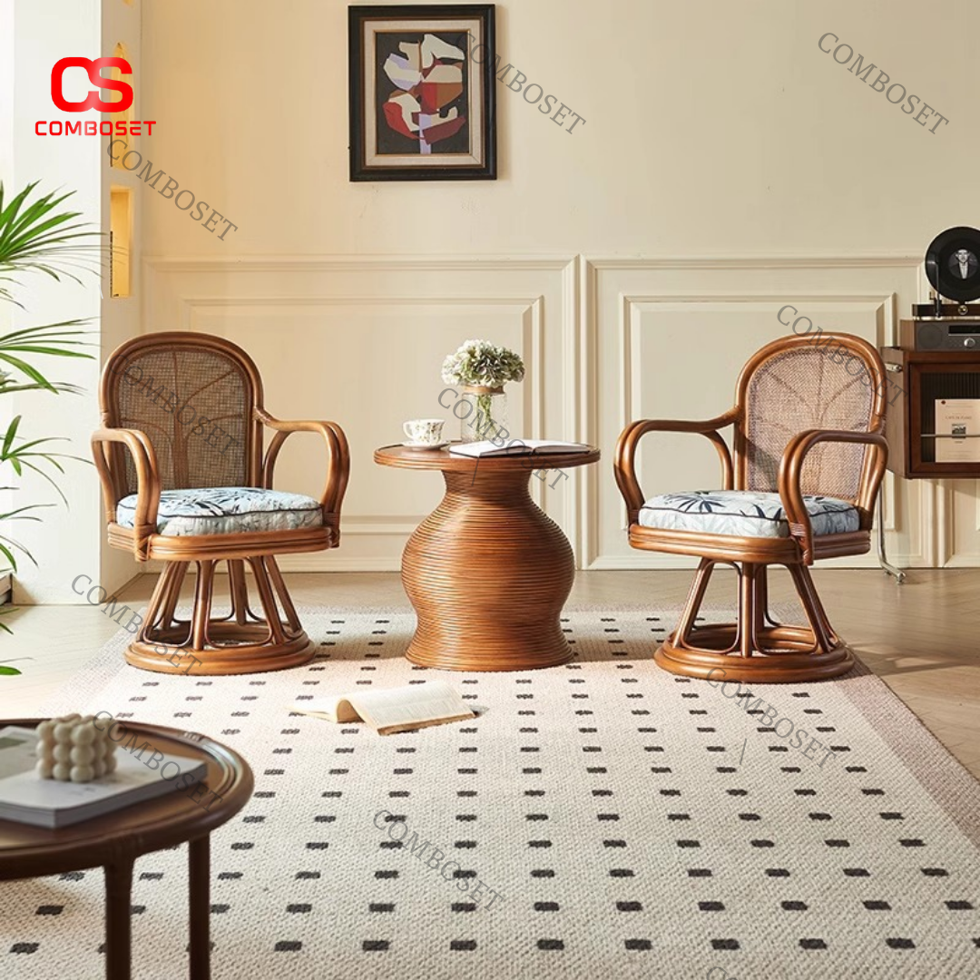 Bộ bàn 2 ghế mây nghệ thuật với chất liệu cao cấp, sang trọng