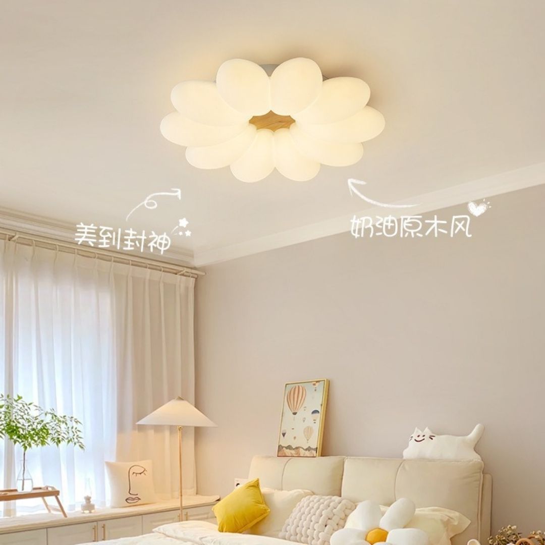 Đèn trần bông hoa nhiều cánh decor không gian phòng ngủ