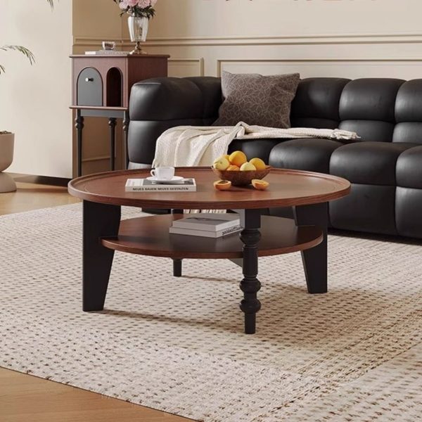 Bàn cà phê tròn 2 tầng gỗ tần bì sử dụng các yếu tố cổ điển một cách khéo léo và hài hòa