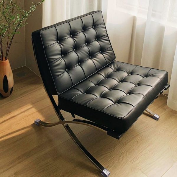 Ghế Sofa Barcelona Đệm Da Có Chân Gác Thư Giãn, Ghế Lười Giải Trí, Ghế Da Sofa Đơn Thiết Kế Đơn Giản - Hình ảnh 9