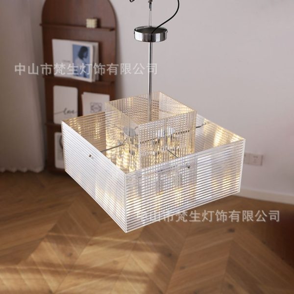 Đèn Thả Acrylic Hình Chữ Nhật, Đèn Chùm Trong Suốt Phong Cách Hình Học, Đèn Chiếu Sáng Bauhaus - Hình ảnh 7