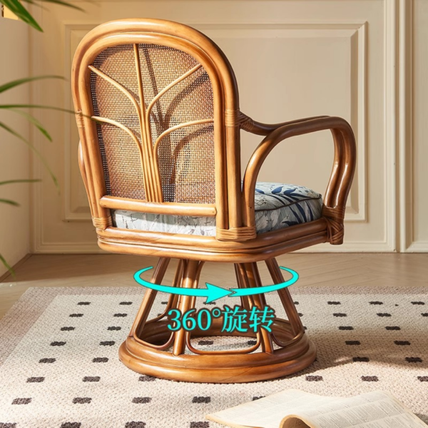 Bộ Bàn 2 Ghế Mây Nghệ Thuật, Bộ Bàn Ghế Mây Xoay 360 Độ Phong Cách Retro, Ghế Bàn Cà Phê Kết Hợp - Hình ảnh 8