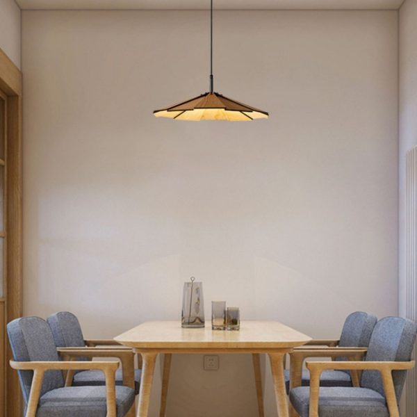 Đèn Thả Bàn Ăn Bằng Gỗ, Đèn Thả Chao Nón Wabi_Sabi , Đèn Chùm Retro Decỏ Quán Cà Phê/ Nhà Hàng - Hình ảnh 7
