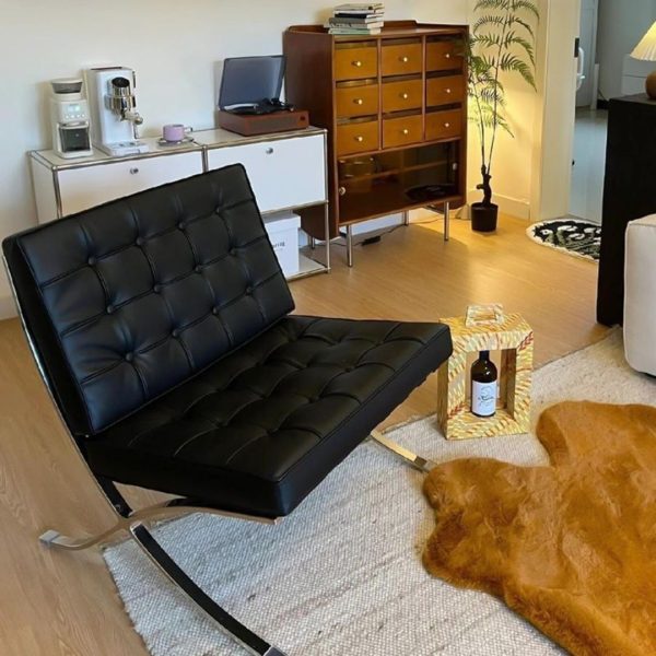 Ghế Sofa Barcelona Đệm Da Có Chân Gác Thư Giãn, Ghế Lười Giải Trí, Ghế Da Sofa Đơn Thiết Kế Đơn Giản - Hình ảnh 8