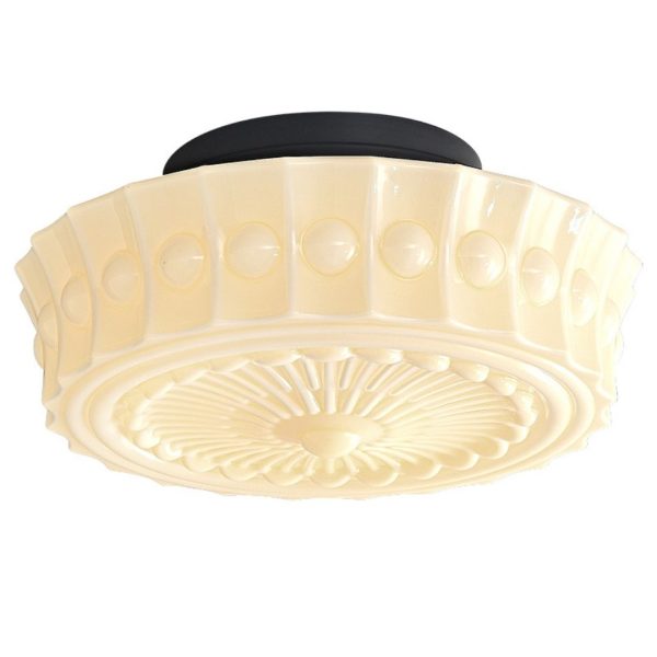 Đèn Trần Thủy Tinh Opal Cổ Điển, Đèn Ốp Trần Pháp Retro Decor Lối Đi, Hành Lang, Đèn Lối Vào 3 Chế Độ Sáng - Hình ảnh 7