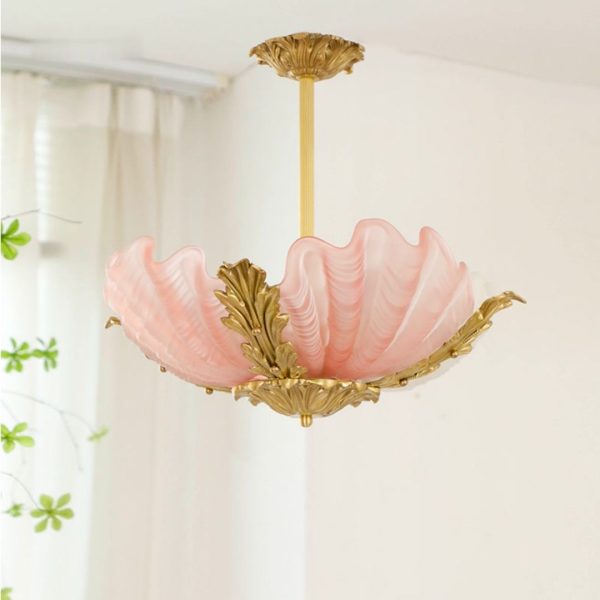 Đèn Chùm Thủy Tinh Vỏ Sò Cao Cấp Mạ Đồng, Đèn Chùm Thả Kiểu Pháp Nhiều Màu Sang Trọng - Hình ảnh 7