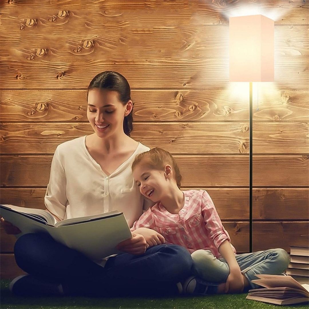 Đèn sàn chao vải hình hộp chữ nhật dùng đọc sách, thư giãn