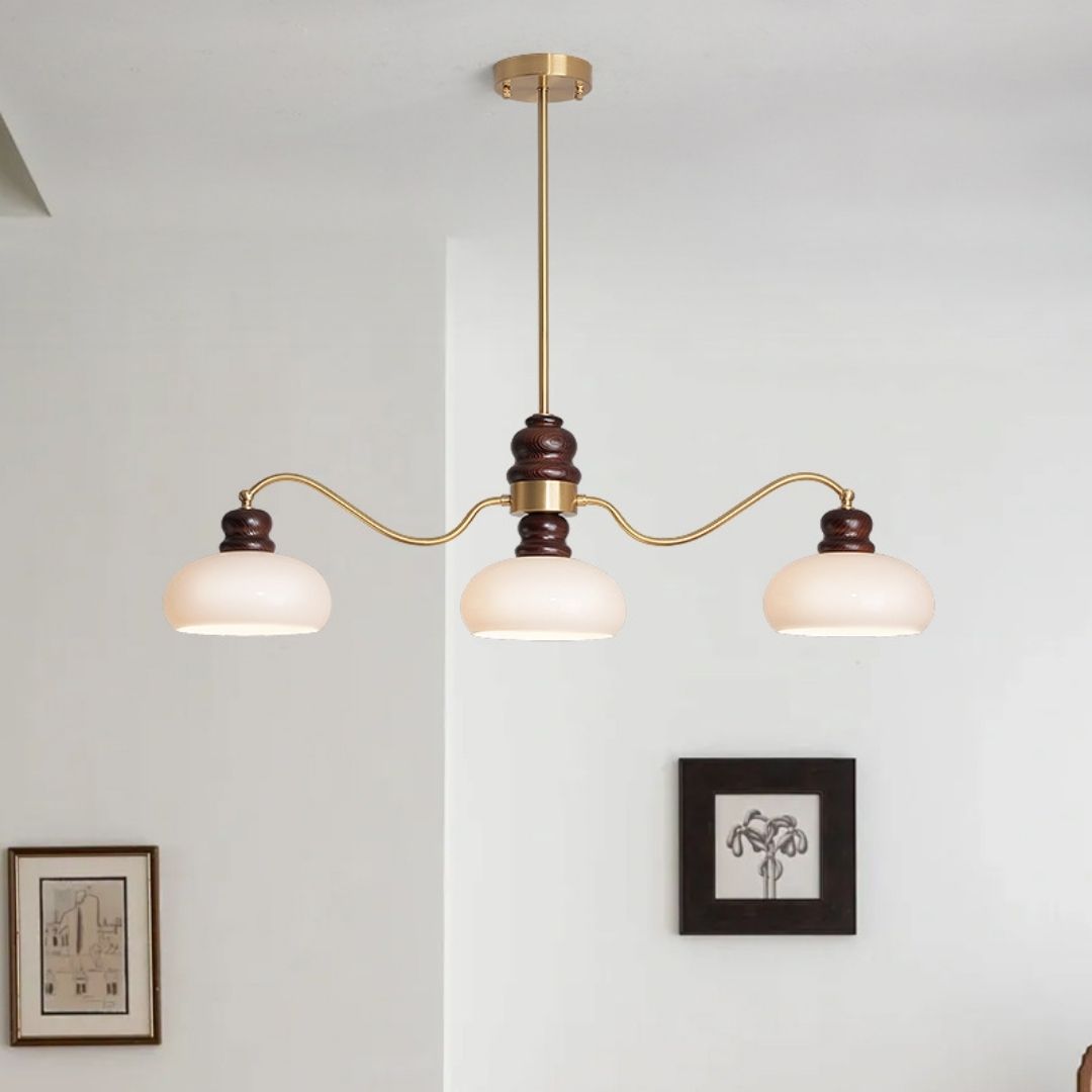 Đèn thả trần chao đèn màu trắng sữa decor không gian phòng khách