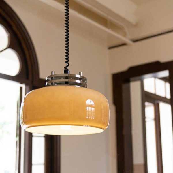 Đèn Thả Trần Bauhaus Chao Thủy Tinh, Đèn Thả Thủy Tinh Màu Kem Đơn Giản Phong Cách Cổ Điển - Hình ảnh 6