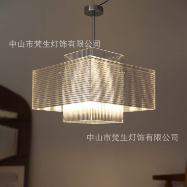Đèn Thả Acrylic Hình Chữ Nhật, Đèn Chùm Trong Suốt Phong Cách Hình Học, Đèn Chiếu Sáng Bauhaus - Hình ảnh 6