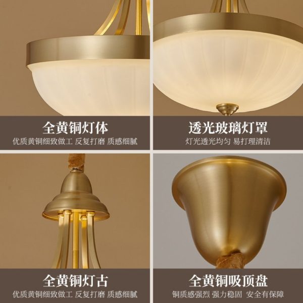 Đèn Thả Thủy Tinh Tân Cổ Điển, Đèn Chùm Thả Bằng Đồng Phong Cách Bắc Âu Decor Phòng Ngủ, Phòng Ăn - Hình ảnh 6