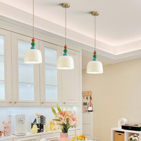 Đèn Thả Thủy Tinh Kết Hợp Đuôi Gỗ Nhiều Màu, Đèn Treo Bắc Âu Sáng Taọ Điều Chỉnh Độ Dài - Hình ảnh 8