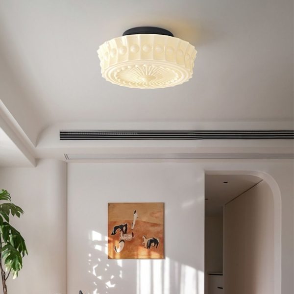 Đèn Trần Thủy Tinh Opal Cổ Điển, Đèn Ốp Trần Pháp Retro Decor Lối Đi, Hành Lang, Đèn Lối Vào 3 Chế Độ Sáng - Hình ảnh 6