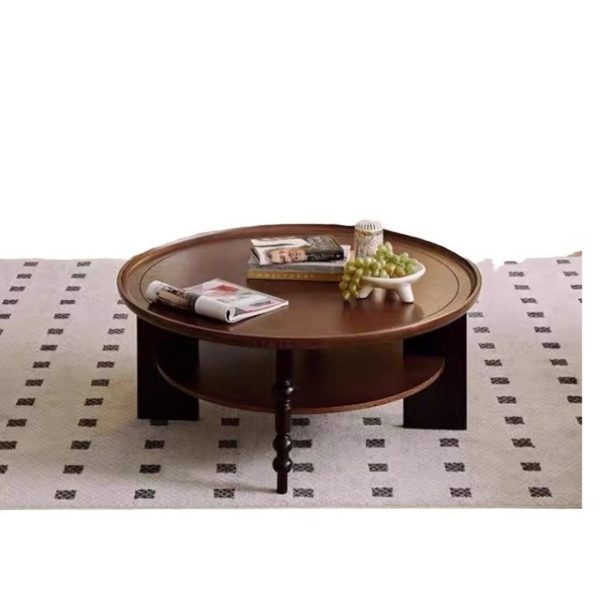 Bàn Cà Phê Tròn 2 Tầng Gỗ Tần Bì, Bàn Trà Phụ Phong Cách Pháp Retro Ấn Tượng Dành Cho Phòng Khách - Hình ảnh 5