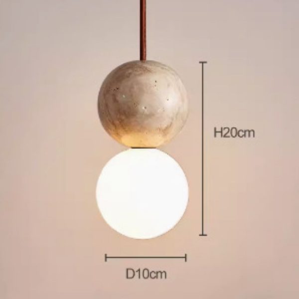 Đèn Thả Trần Hình Cầu Đá Travertine, Đèn Thả Wabi-Sabi Nhật Bản, Đèn Thả Đầu Giường - Hình ảnh 6
