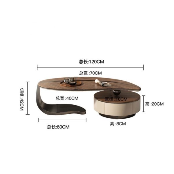 Bàn Sofa Hình Chiếc Lá Độc Đáo, Bàn Trà Gỗ Nguyên Khối Khung Thép Không Gỉ Độc Đáo - Hình ảnh 6