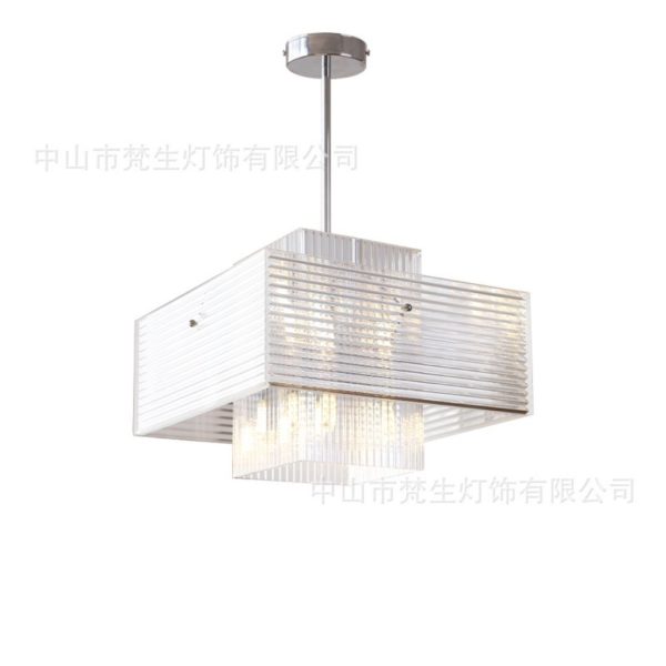 Đèn Thả Acrylic Hình Chữ Nhật, Đèn Chùm Trong Suốt Phong Cách Hình Học, Đèn Chiếu Sáng Bauhaus - Hình ảnh 5
