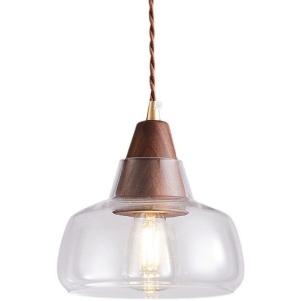 Đèn Thả Thủy Tinh Trong Suốt, Đèn Thả Trần Gỗ Óc Chó Hiện Đại Decor Nhà Hàng, Đảo Bếp, Quán Cà Phê - Hình ảnh 5