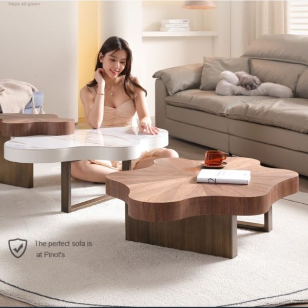 Bàn Cà Phê Đám Mây Gỗ Nguyên Khối, Bàn Cà Phê Bộ 3 Bàn Không Đều Độc Đáo Phong Cách Wabi-Sabi - Hình ảnh 4