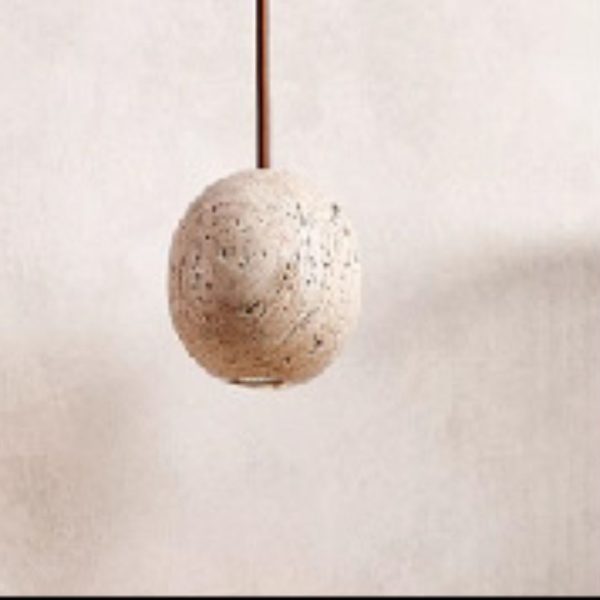 Đèn Thả Trần Hình Cầu Đá Travertine, Đèn Thả Wabi-Sabi Nhật Bản, Đèn Thả Đầu Giường - Hình ảnh 5
