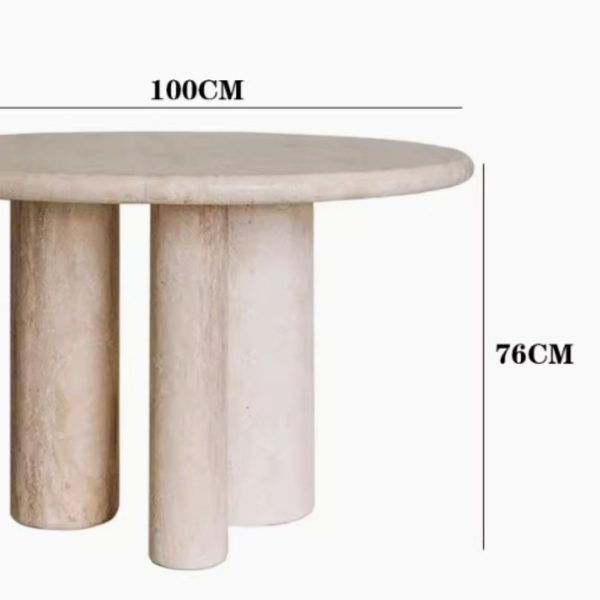 Bàn Ăn Đá Travertine Kiểu Bắc Âu, Bàn Ăn Đơn Giản Phong Cách Wabi-Sabi Dành Cho Gia Đình, Căn Hộ - Hình ảnh 3