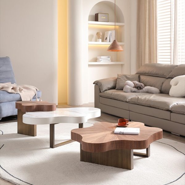 Bàn cà phê đám mây gỗ nguyên khối decor không gian phòng khách
