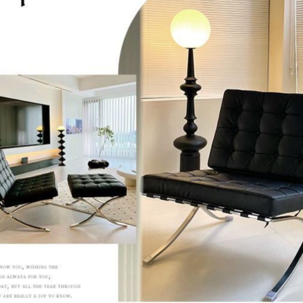 Ghế Sofa Barcelona Đệm Da Có Chân Gác Thư Giãn, Ghế Lười Giải Trí, Ghế Da Sofa Đơn Thiết Kế Đơn Giản - Hình ảnh 5