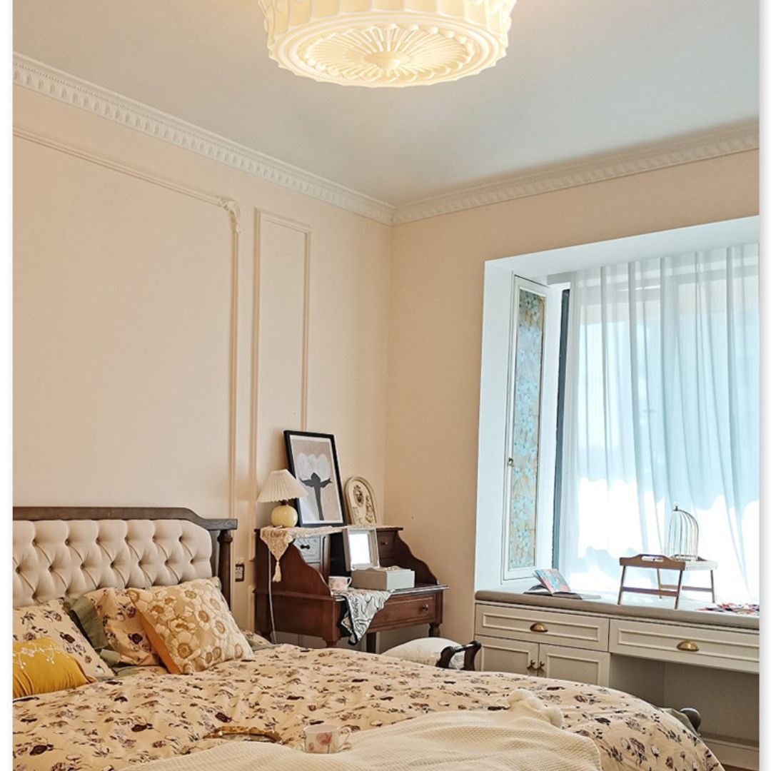 Đèn trần thủy tinh opal cổ điển decor không gian phòng khách