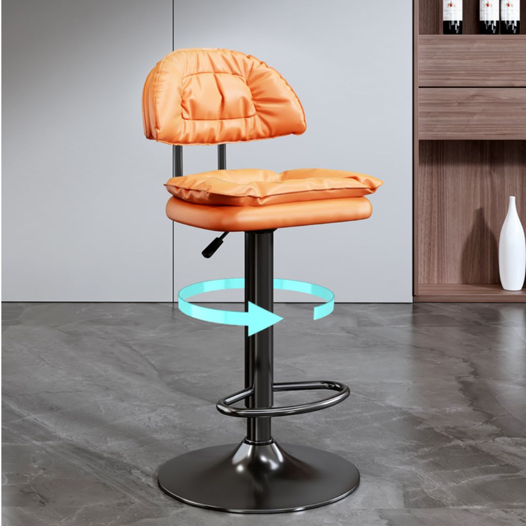Ghế bar xoay 360 độ 2 đệm vuông khung sắt tích hợp công nghệ sơn retro, chắc chắn và bền bỉ