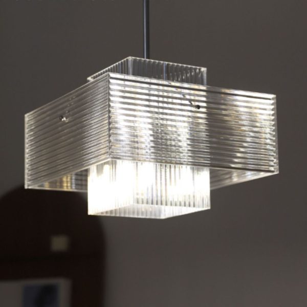 Đèn Thả Acrylic Hình Chữ Nhật, Đèn Chùm Trong Suốt Phong Cách Hình Học, Đèn Chiếu Sáng Bauhaus - Hình ảnh 3