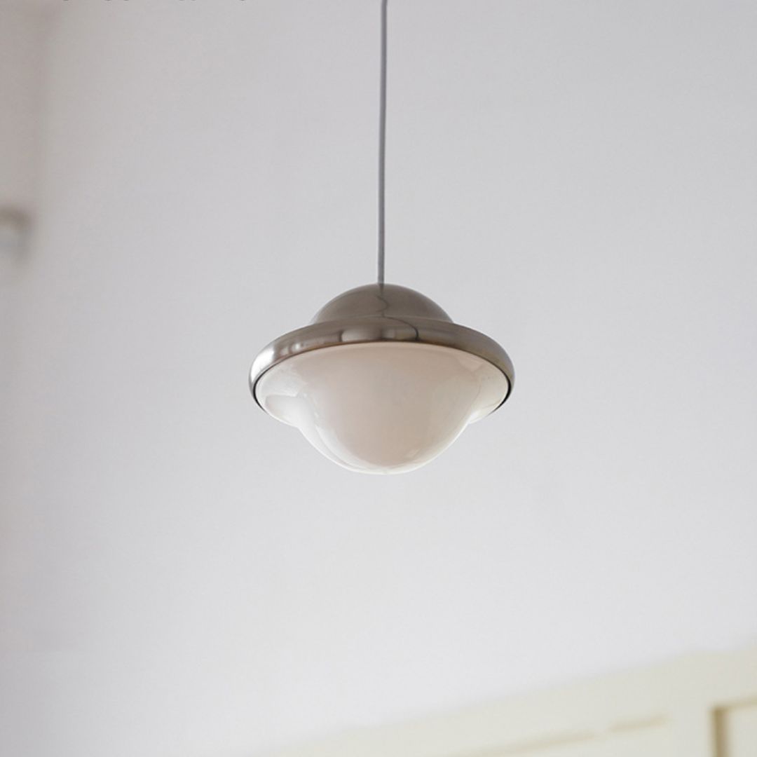 Đèn thả trần hình opal mạ crom kích thước nhỏ, gọn decor nhiều không gian